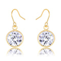 18k Gold Plated Bezel Solitaire Drop Earrings