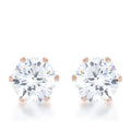 Reign 3.4ct CZ Rose Gold Stainless Steel Stud Earrings