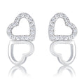 .17 Ct Melded Hearts Rhodium and CZ Stud Earrings