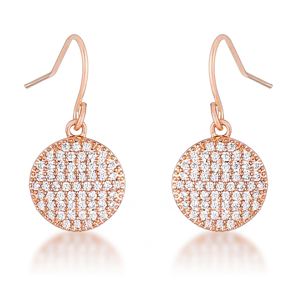 .6 Ct Elegant CZ Rose Gold Plated Disk Earrings