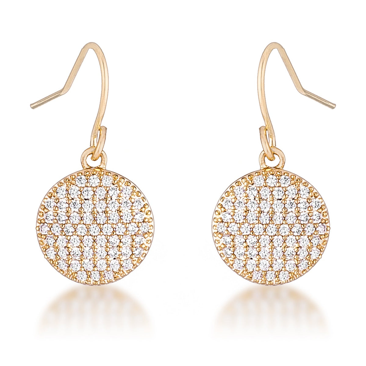 .6 Ct Elegant CZ Gold Plated Disk Earrings