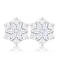 .6Ct Rhodium Plated Clear Marquise Snowflake Earrings