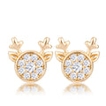 Gold Plated Clear CZ Reindeer Earrings