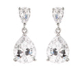 Rhodium Plated Double Pear Drop Earrings