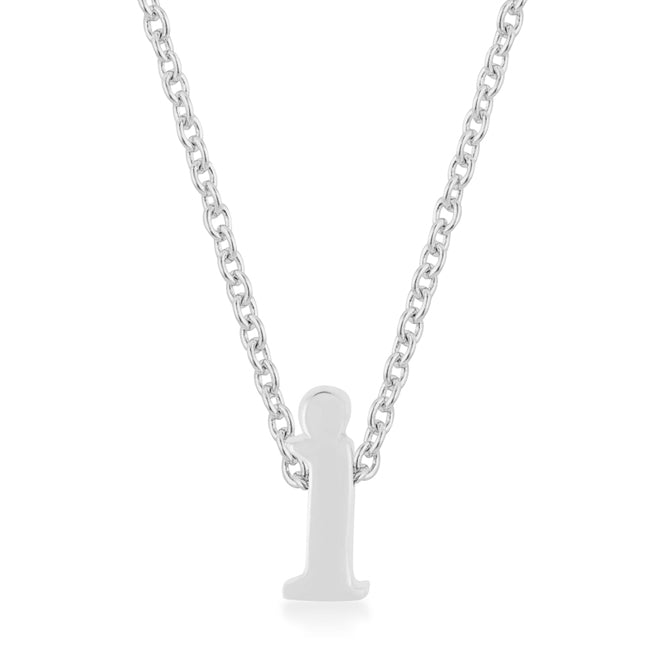 Rhodium Plated Finish Initial I Pendant