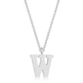 Elaina Rhodium Stainless Steel W Initial Necklace