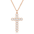 Micro Beaded Rose Gold Plated Clear CZ Cross Pendant