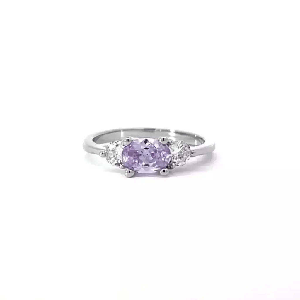 Miranna 1.2ct Lavender CZ Rhodium Classic Oval Ring