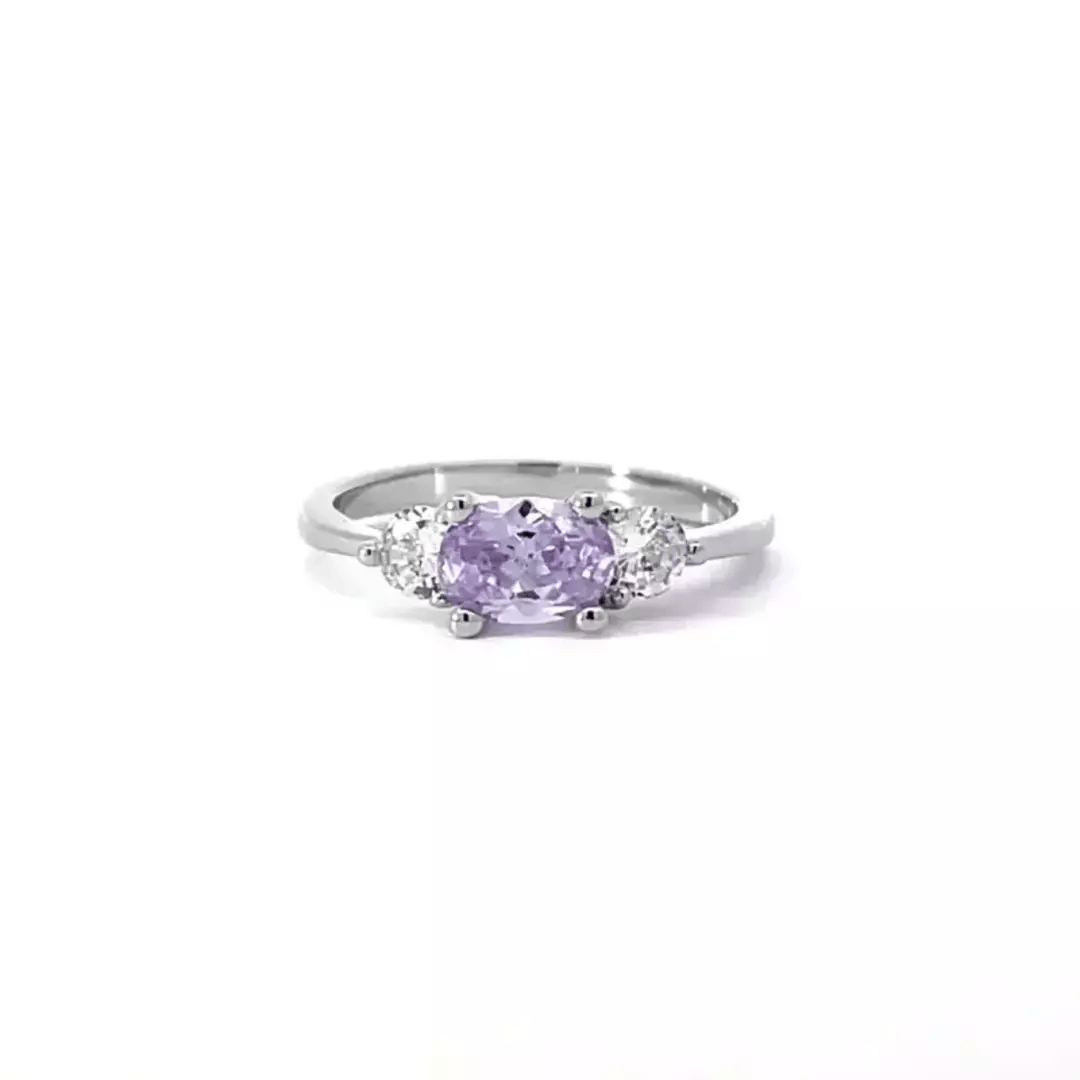 Miranna 1.2ct Lavender CZ Rhodium Classic Oval Ring