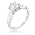 1.56Ct Contemporary Rhodium Plated CZ Solitaire Ring
